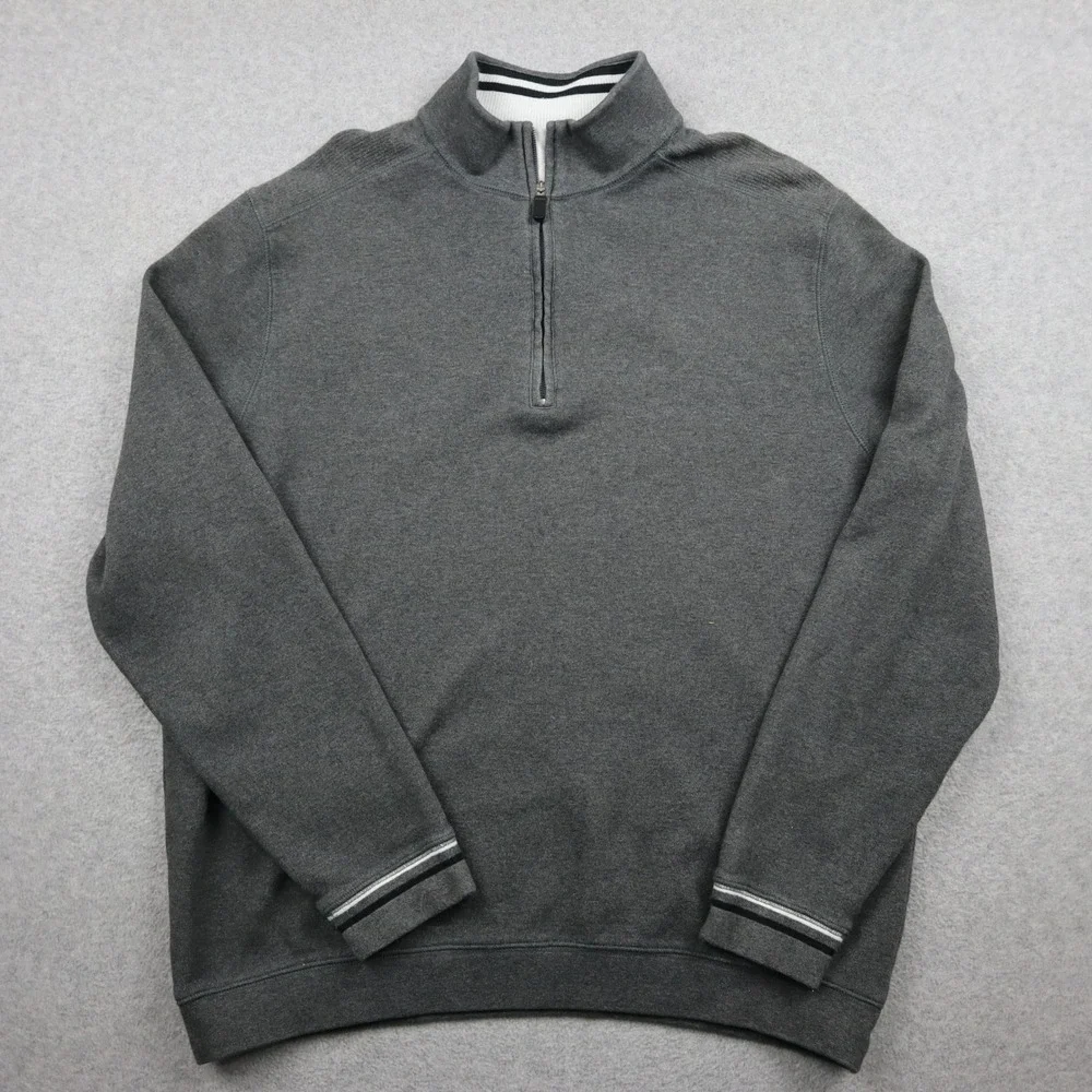 Bobby Jones Quarter Zip Pullover Mens Medium Gray Pima Cotton Golf Sweater